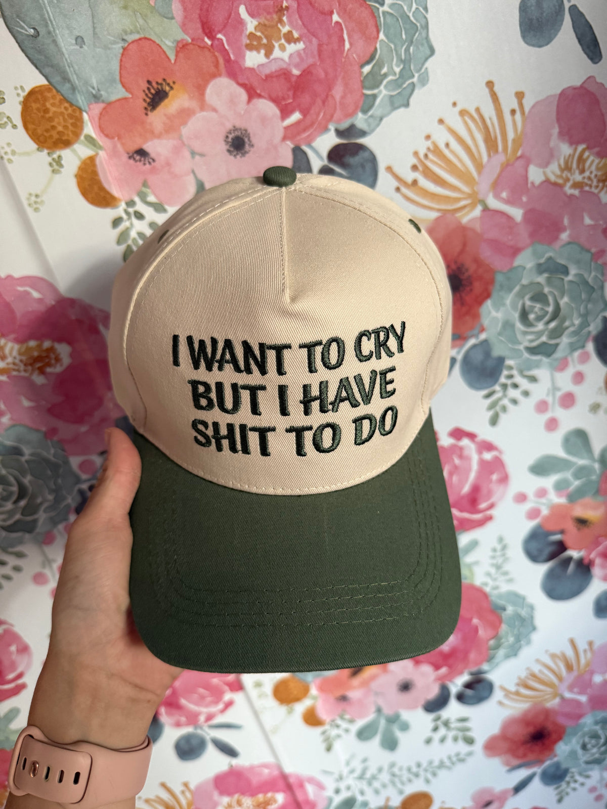 Embroidered “I want to cry” Hat