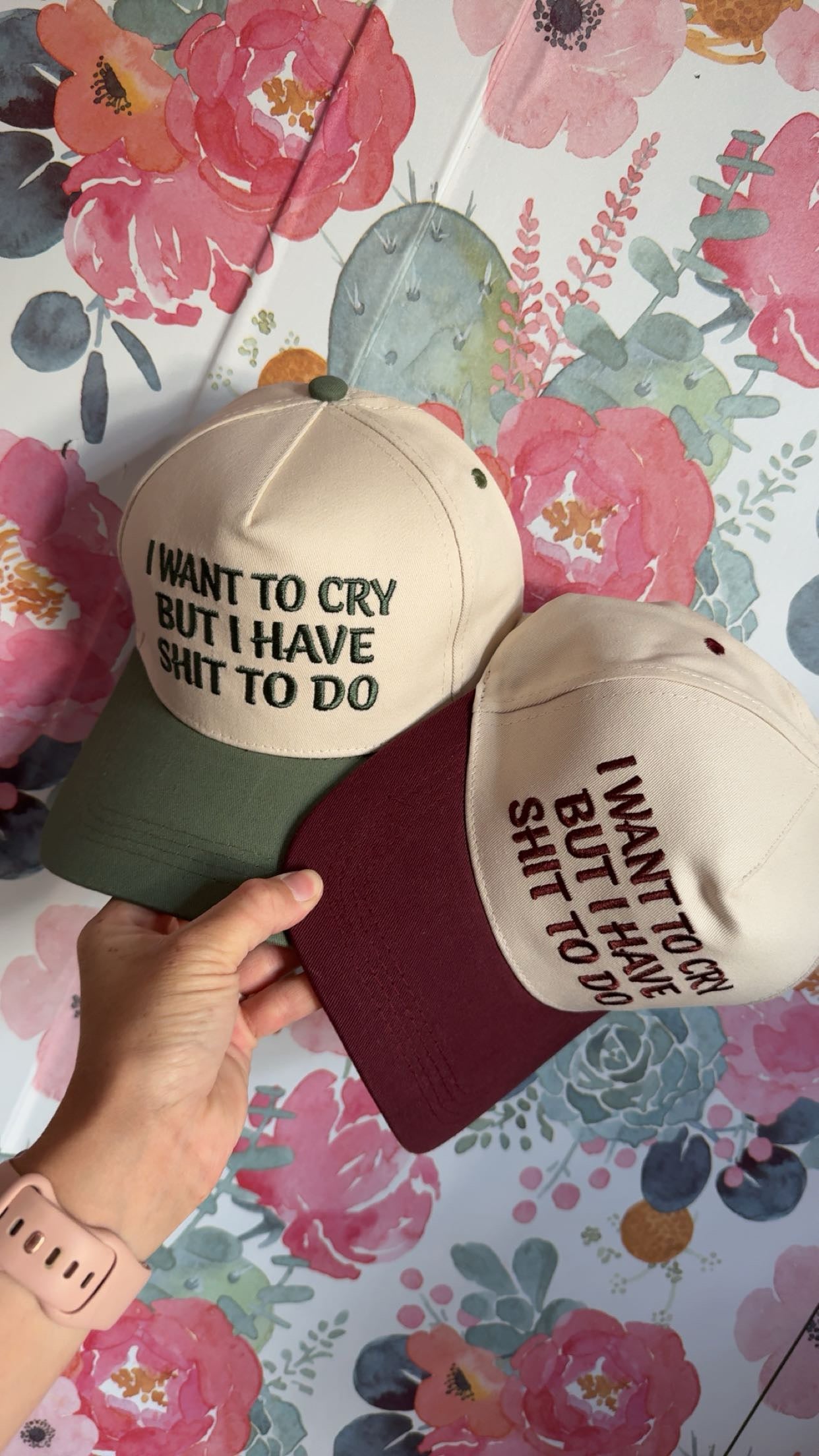 Embroidered “I want to cry” Hat