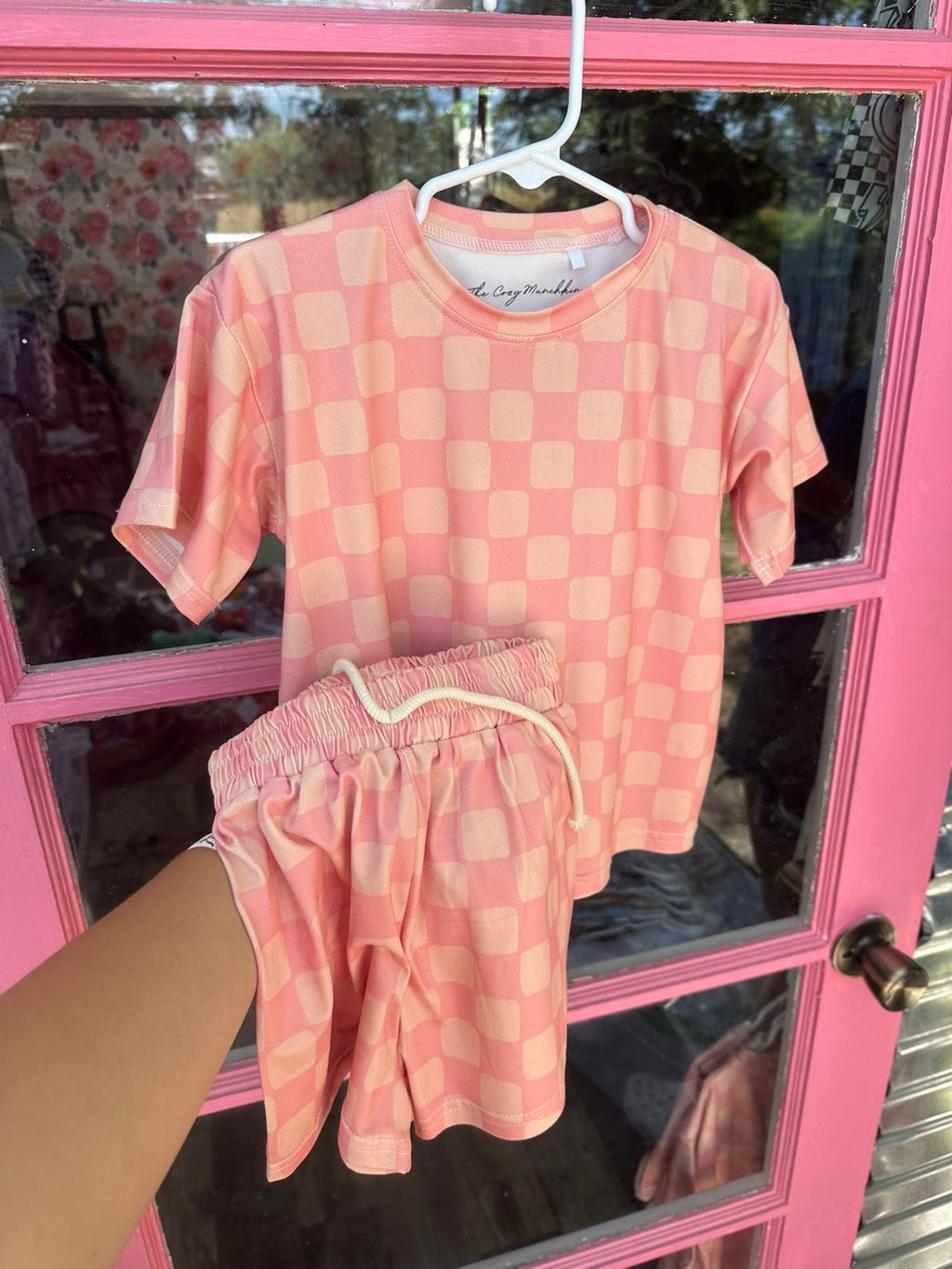 Pink and Orange Checkard Milky Set