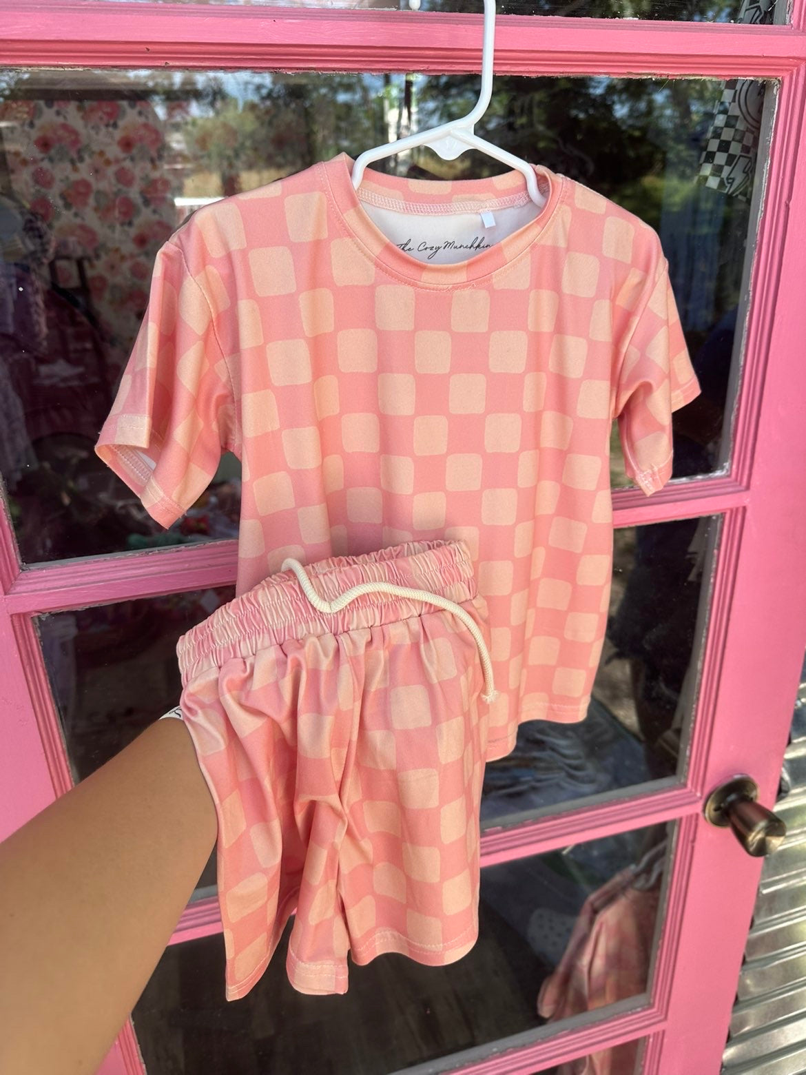 Pink and Orange Checkard Milky Set