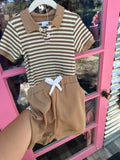 Brown and White Striped Set