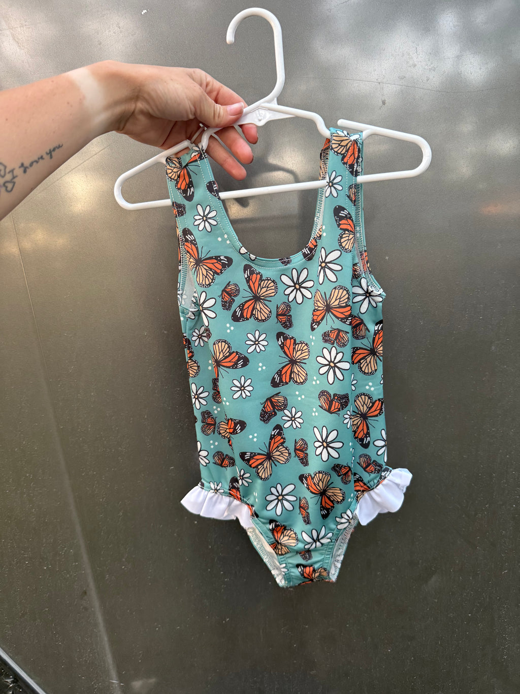 Flower and Butterfly Ruffle Swim 1pc