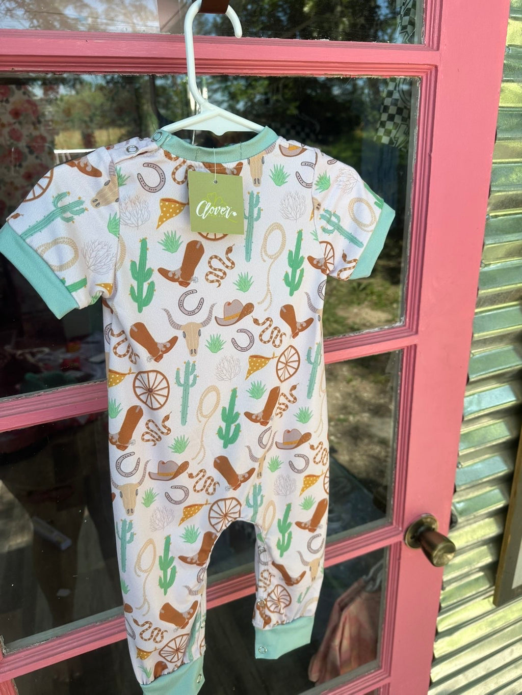 Teal Western Onesie