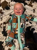 Bamboo Teal Western Zippie