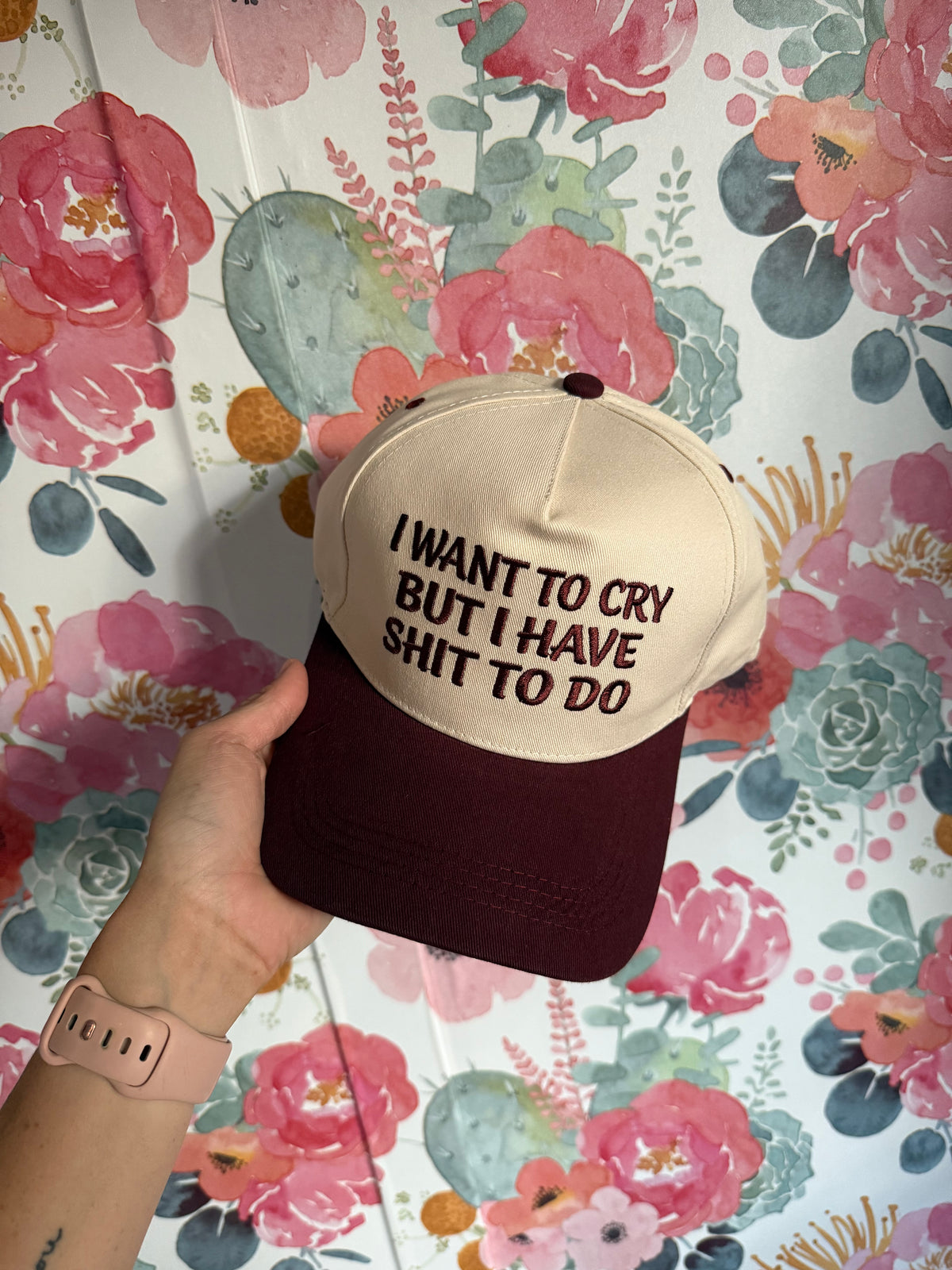 Embroidered “I want to cry” Hat