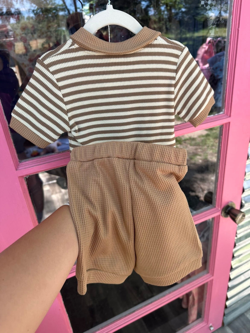 Brown and White Striped Set