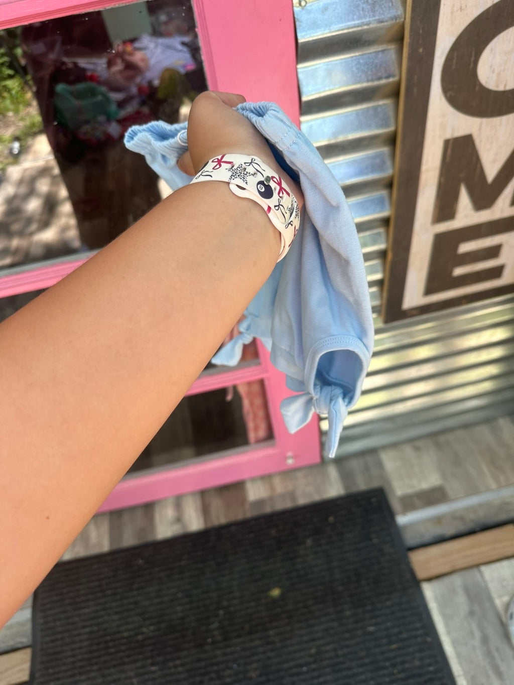 Light Blue Shorts w/Bow cutout