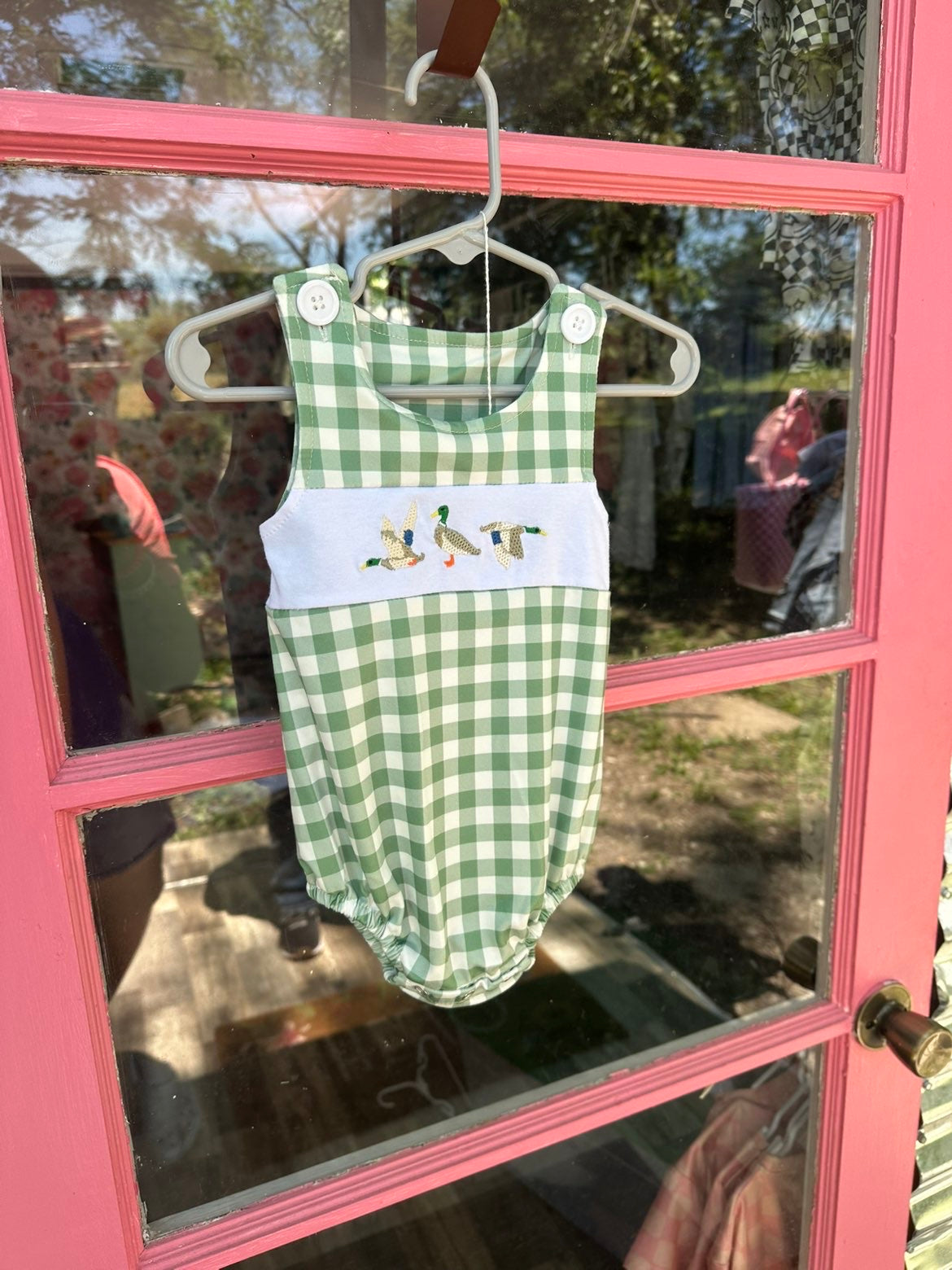 Green Gingham Duck Bubble