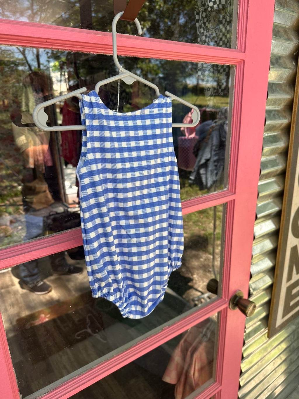 Blue Gingham Dog Bubble