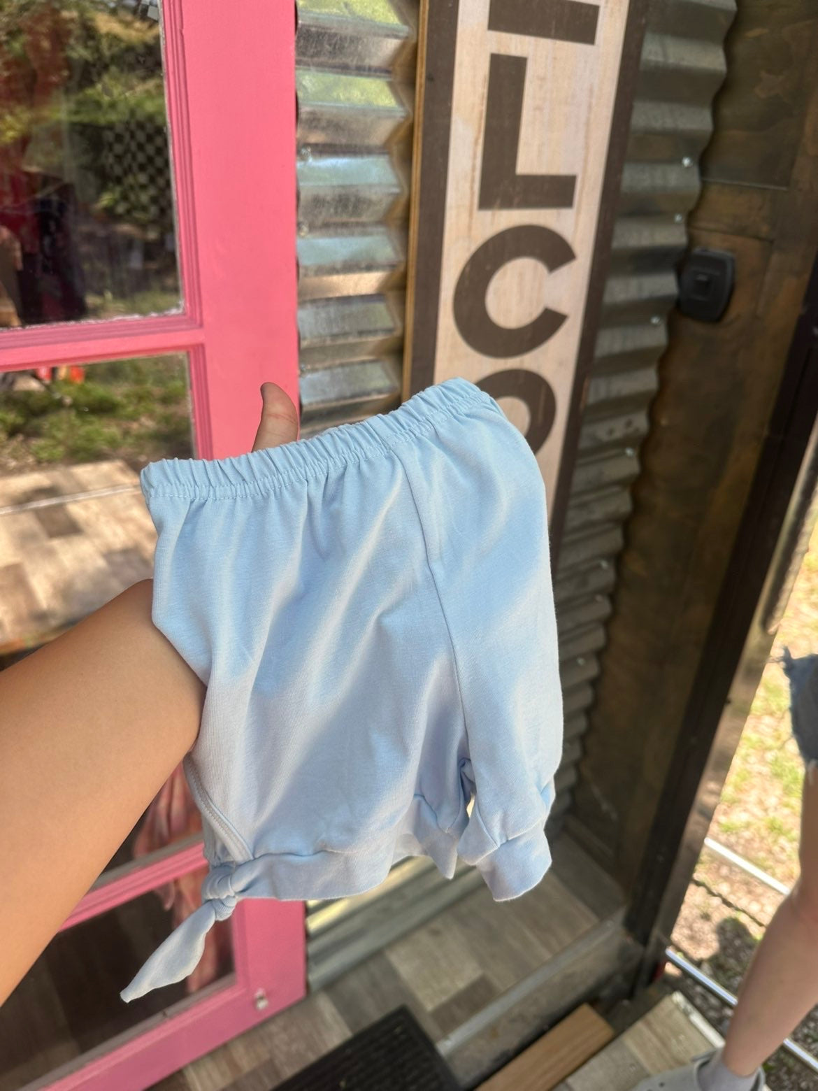 Light Blue Shorts w/Bow cutout