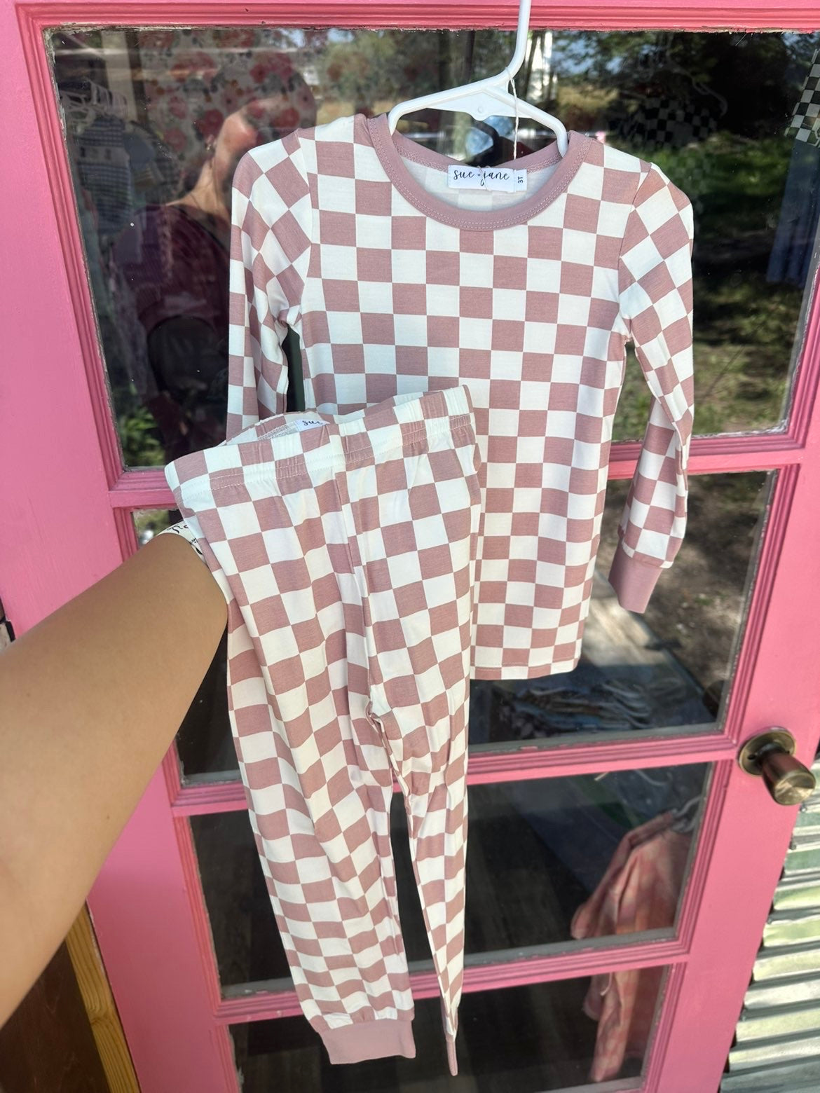 Dusty Pink Checkard Bamboo Pant Set