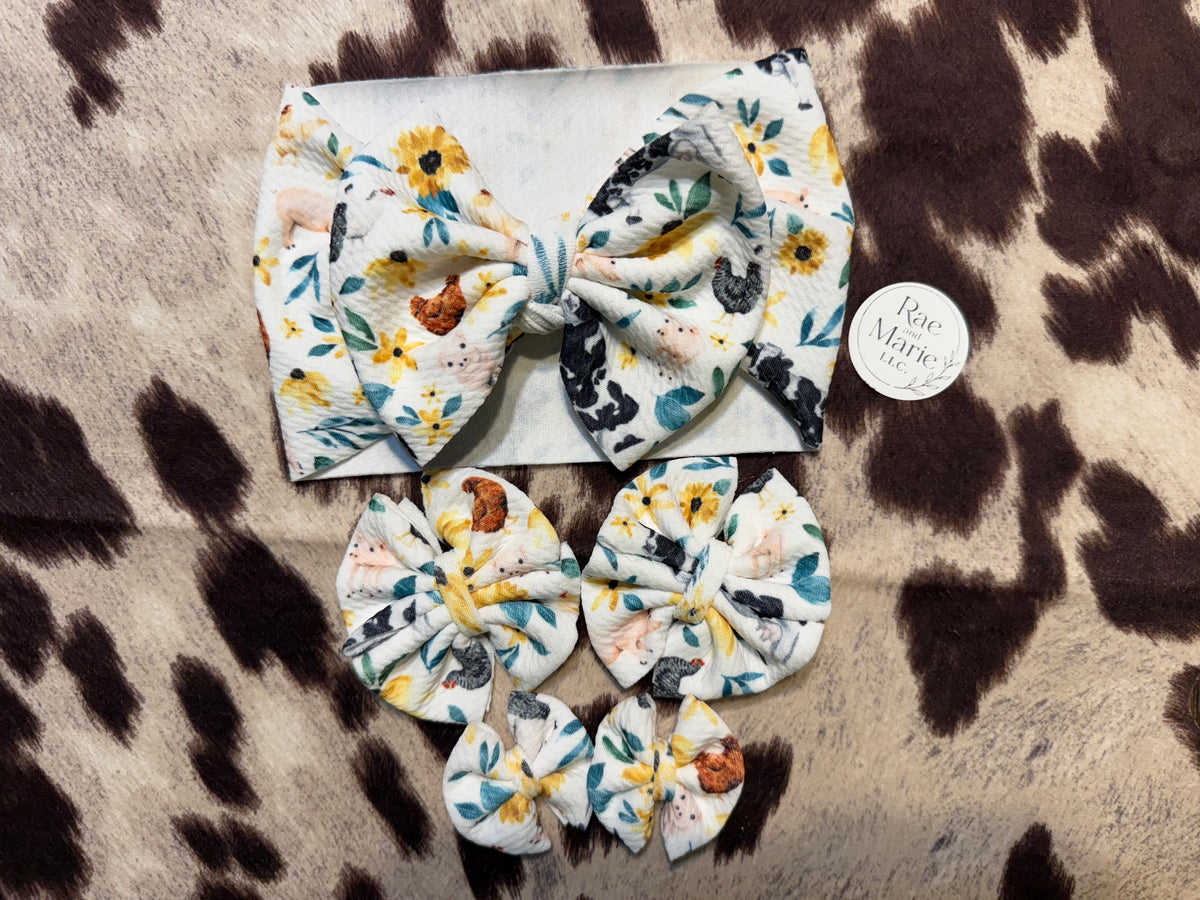 Headwraps! Flower,cow print, farm print!