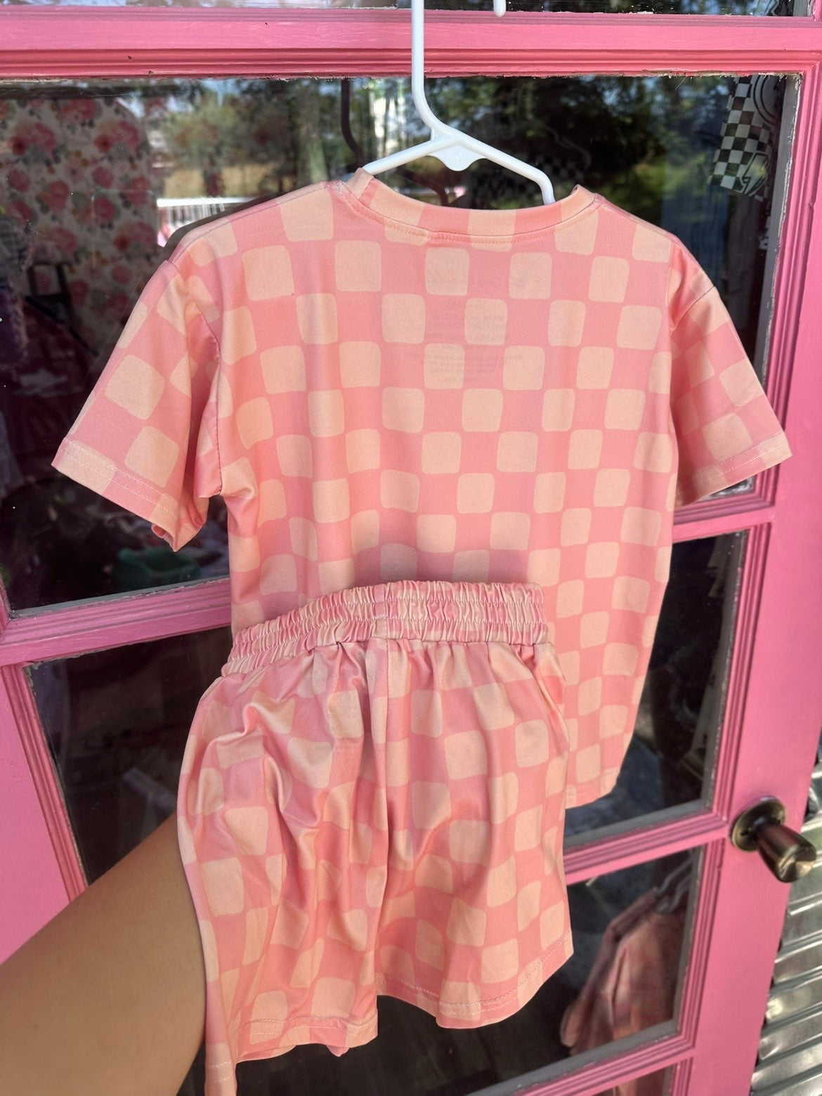 Pink and Orange Checkard Milky Set