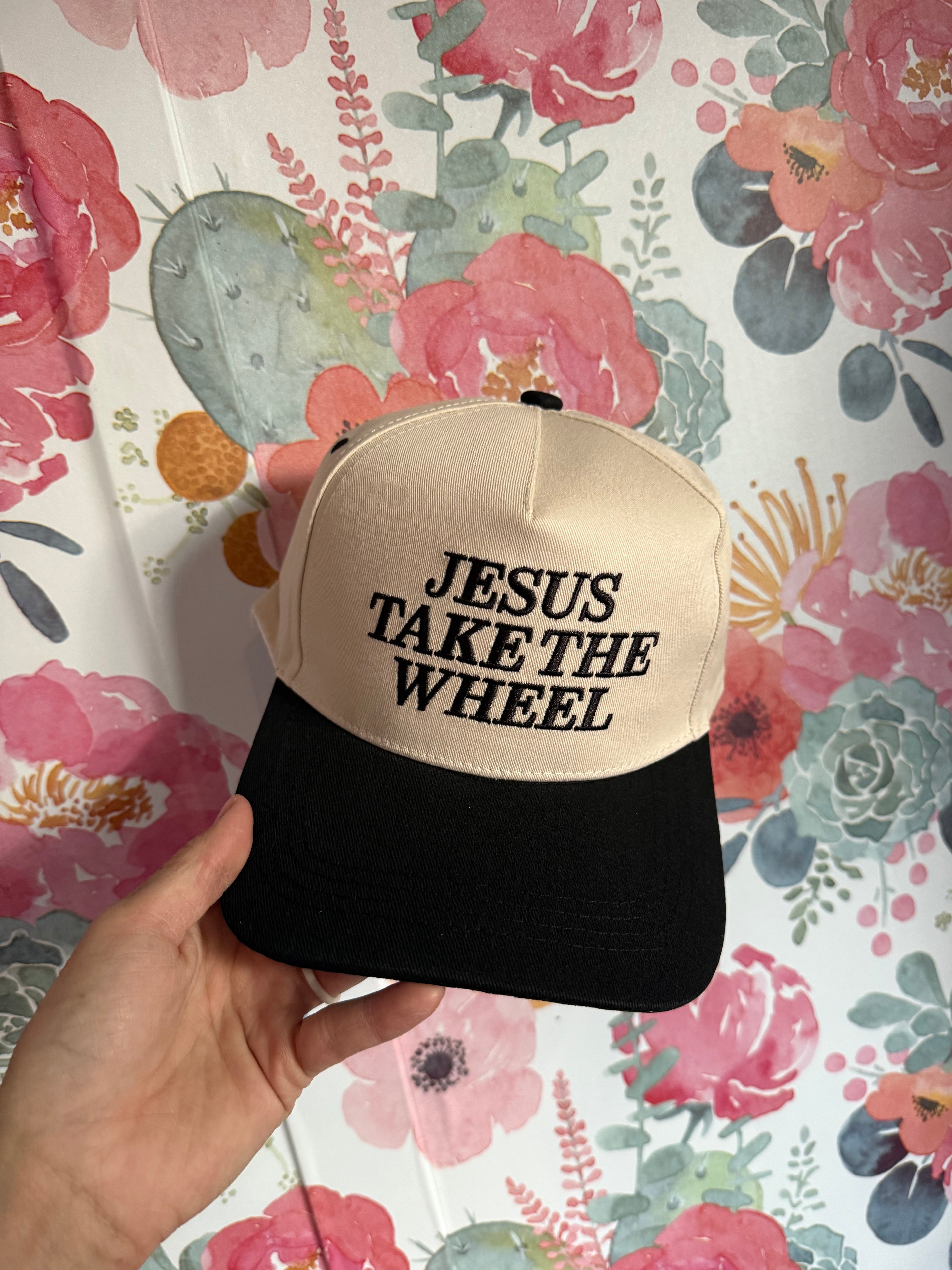 Embroidered “Jesus take the Wheel”