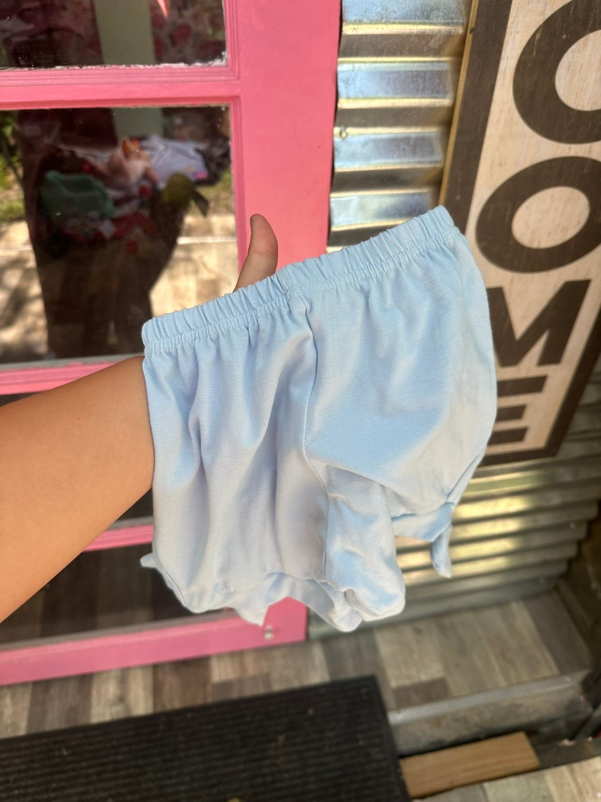 Light Blue Shorts w/Bow cutout