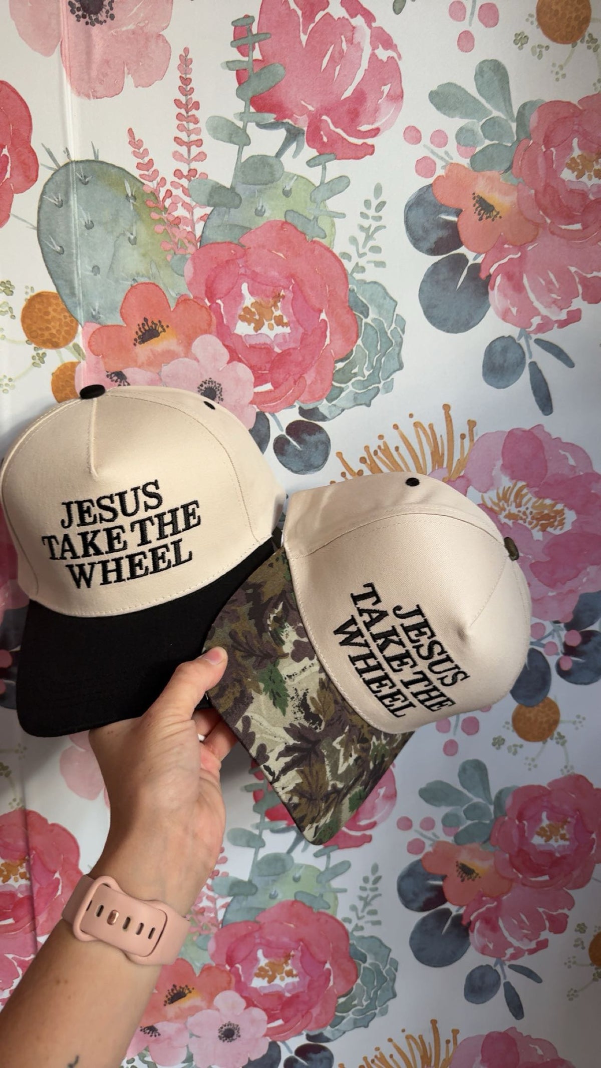 Embroidered “Jesus take the Wheel”
