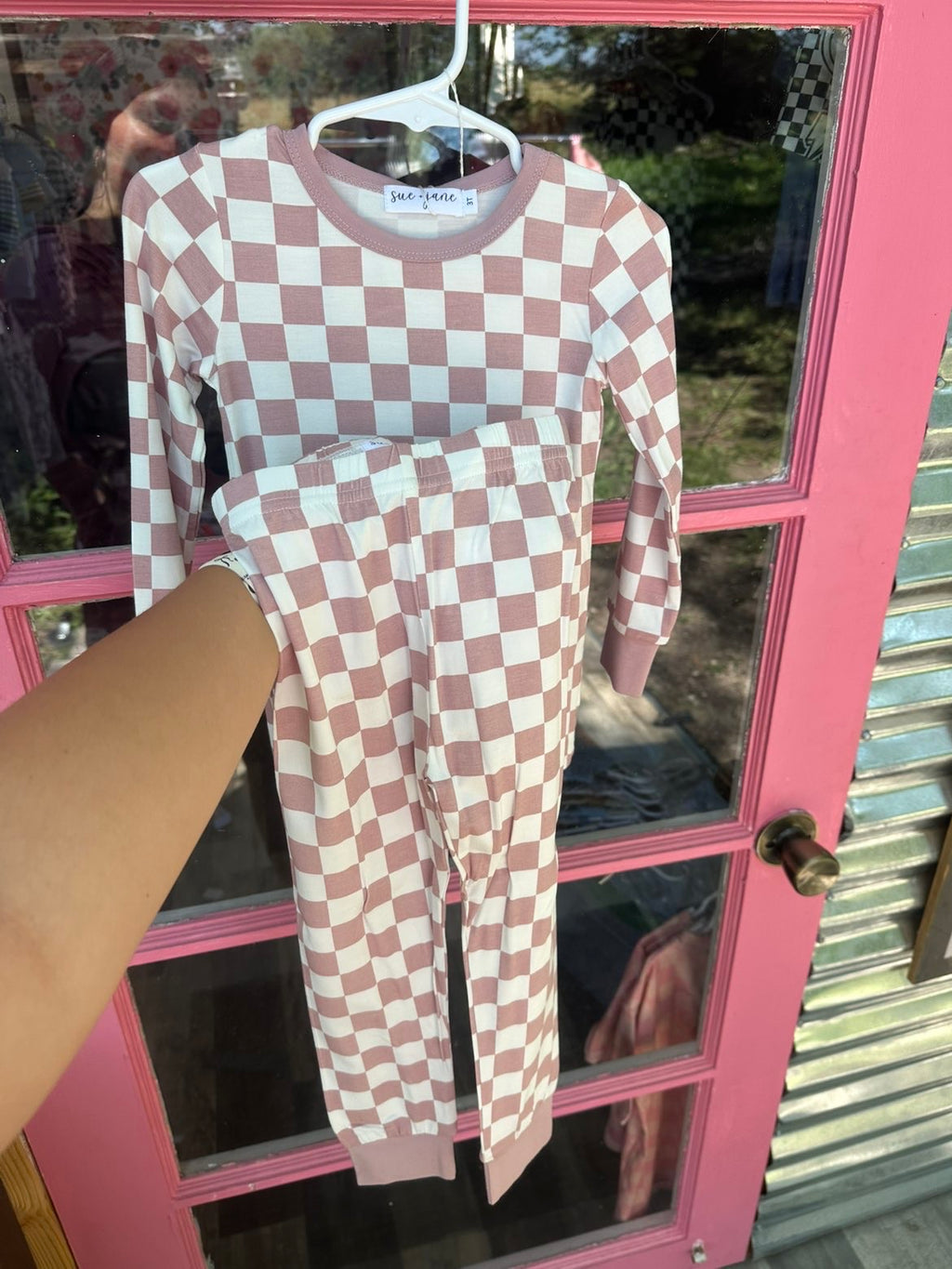 Dusty Pink Checkard Bamboo Pant Set