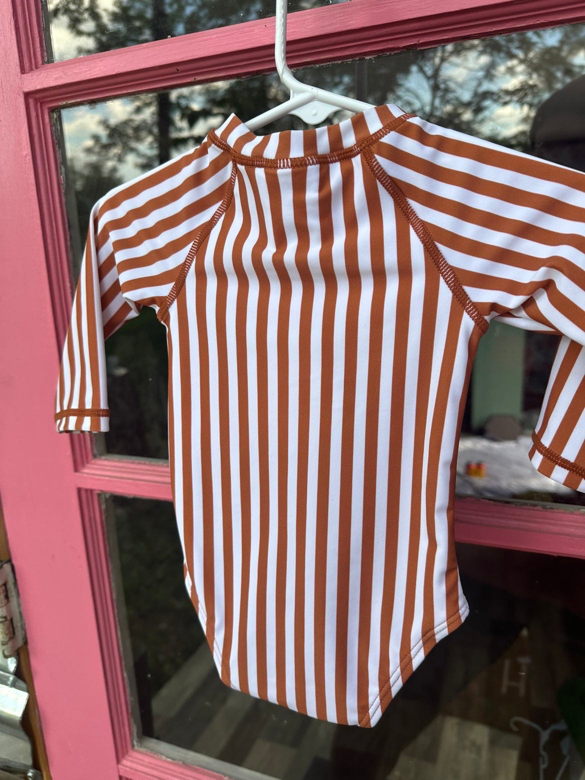 Burnt Orange Striped Girls Swim
