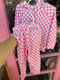 Pink Checkard Sweat Set