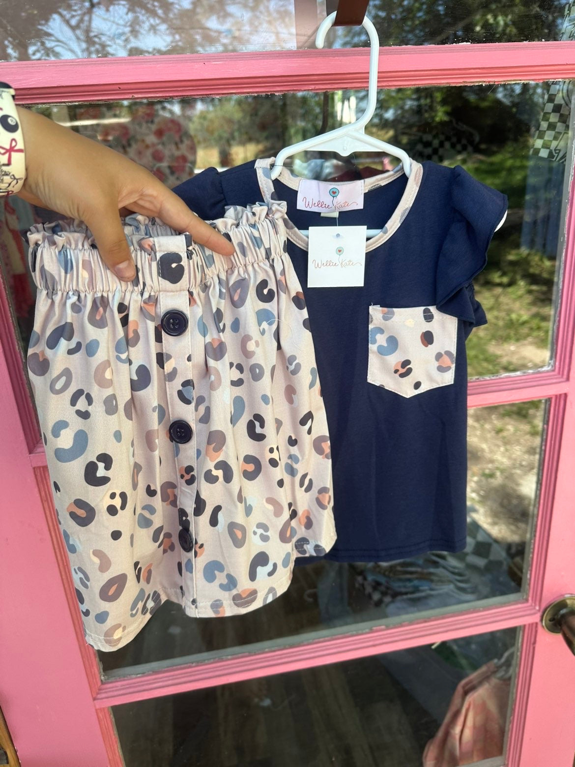 Blue Cheetah Shirt and Skirt ￼