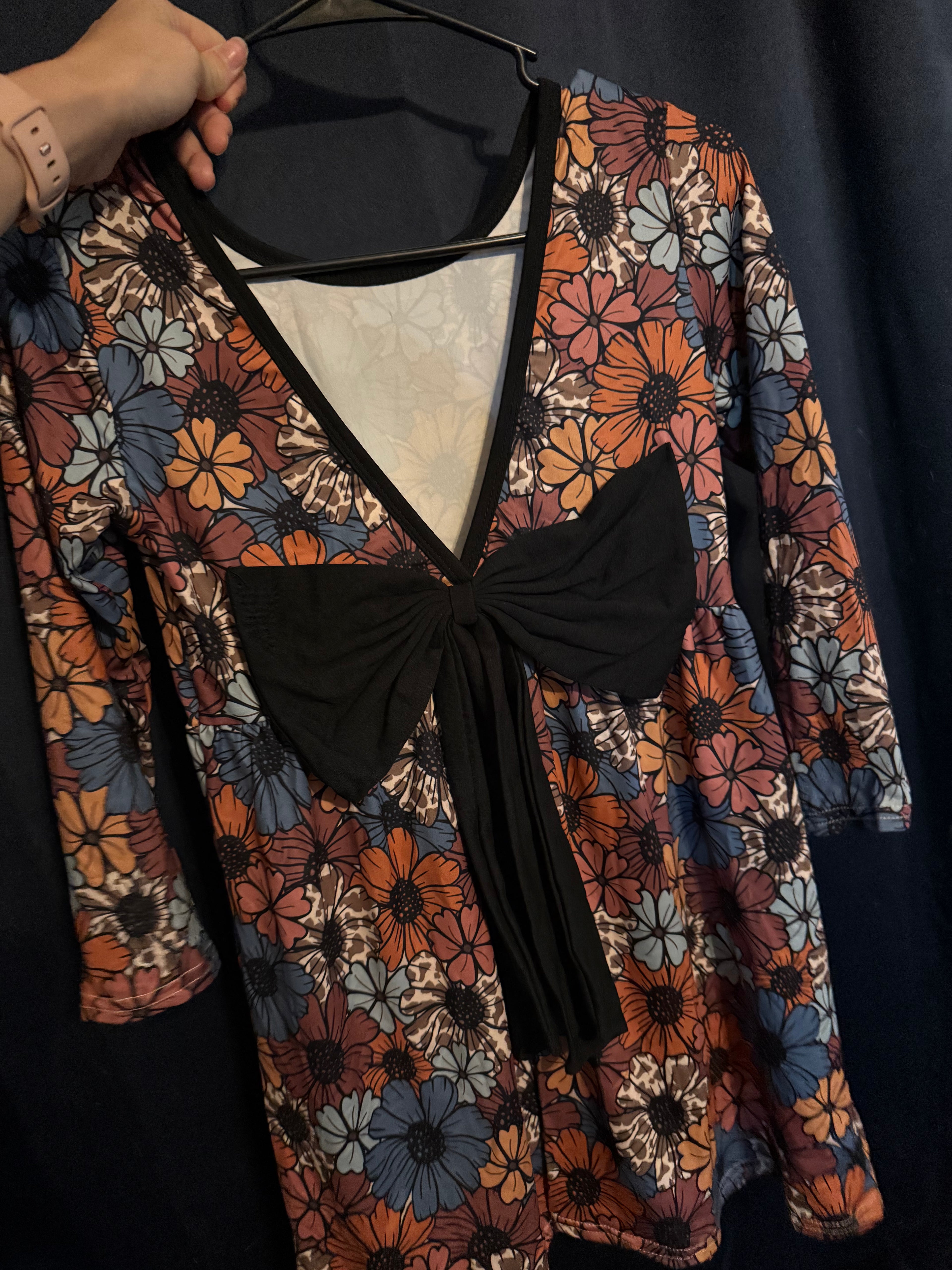 Fall Flower Dress w/Bow